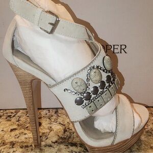 Boston Proper Cream Embellished Heels